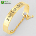 Be Brave and Keep Going Inspirational Message Arrow Clasp Cuff Bracelet