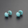 Tiny gemstone turquoise stud earrings