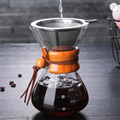 with Borosilicate Glass Carafe and Reusable Stainless Steel Permanent Filter Manual Coffee Dripper Brewer Pour Over Coffee Maker