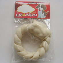 Dog Chew of 5"-6" White Puffy Braided Ring for Dog
