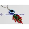 Blue evil eye seven red pepper keychain wholesale