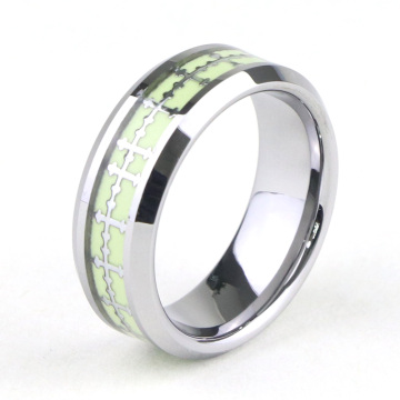 Cross Inlay Glow in The Dark Tungsten Ring