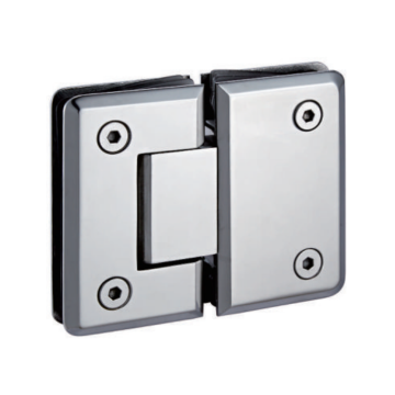 Beveled rounded 180 degree glass-to-glass shower hinge