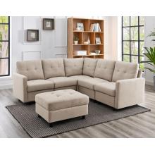 Modern Linen Fabric with Reversible Chaise L-Shaped Couch