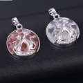 Joyas de piedras preciosas redondas naturales Chakra cristalino curativo colgante de plata del gato para las niñas de las mujeres