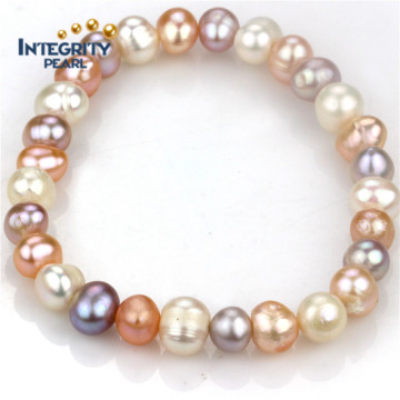 Natural Women Pearl Bracelets 8mm Grade a Potato Multi -Color Simple Pearl Bracelet