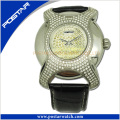 a+ Quality Irregular-Shaped Stainless Steel Watch Genuine Leather Band Psd-2785