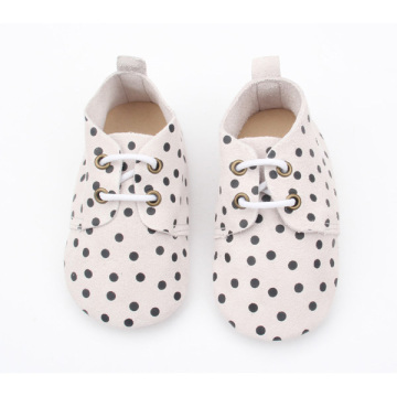 Special Black Dots Oxford Suede Leather Infant Shoes