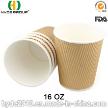 Taza de papel marrón Kraft de la ondulación para el café (HDP-2001)