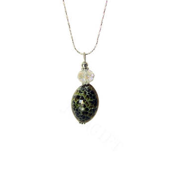 Natural Gemstone Agate Necklace with Silver Chain