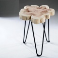 Modern Wood Stool with Metal Legs