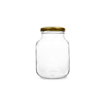 Contenedor de alimentos 380 ml de jarra de vidrio transparente con tapa