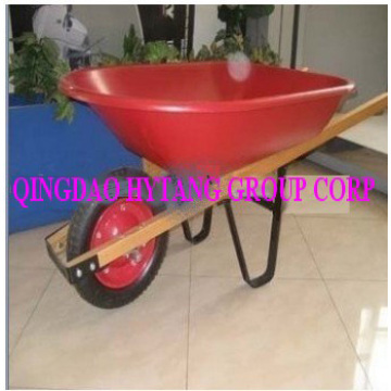 wooden handle 58L plastic tray wheelbarrow with 3.25-8 tyre