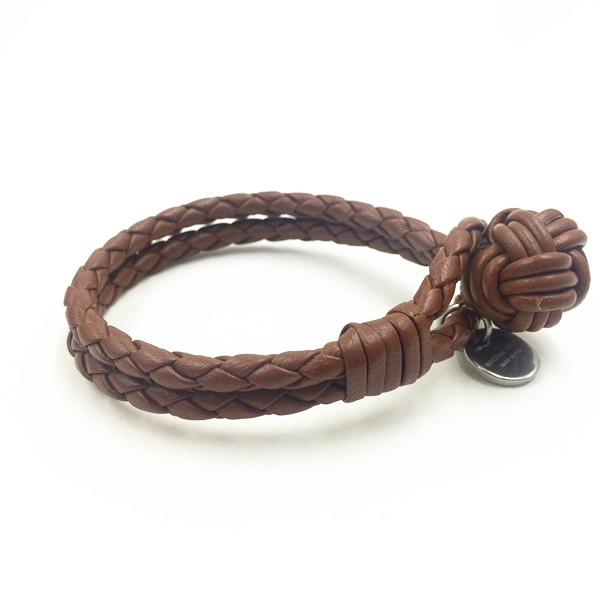 Mens Fashion Monkey Fist Knot Brown Leather Bracelet