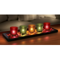 Candle Holder Glass Jewel Tone 5pcs Set