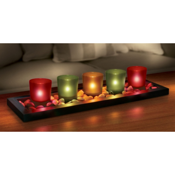 Candle Holder Glass Jewel Tone 5pcs Set