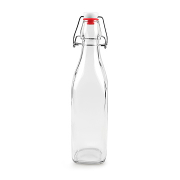 500ml Square Glass Bottle With Clip Swing Top