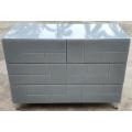 Grey Glass Stainless steel leg 6 Drawer Chest