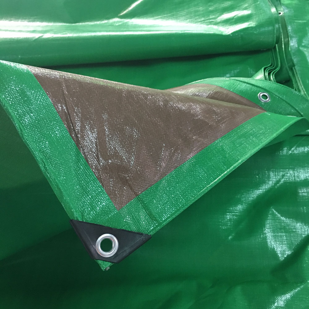 Green Brown Tarpaulin With Reinforced Corner