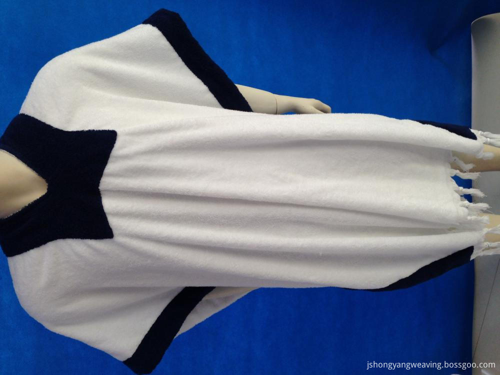 Adult White and Blue Poncho Towel 