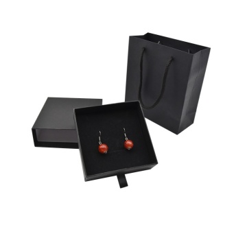 Drawer Style Black Paper Jewelry Packaging Earring Box