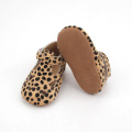 Mo Hair Leopard Zapatos casuales de piel suave para bebé