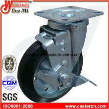 6 Inch Black Rubber Industrial Swivel Caster with Brake