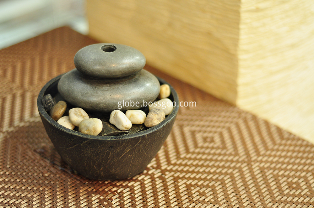 Table Fountain 2 Layers Smooth Stones