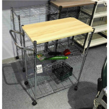 Wholesales Price Hygienic 3 Tierchrome Kitchen Basket Rack with Nylon Wheels