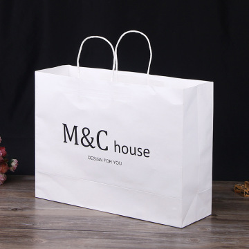 Strong Black Logo Print White Kraft Paper Bag