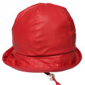 Star Solid Red PU Rain Hat with Strap for Children