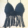 Custom OEM mano Crochet Fringe Halter Bra Bikini Top Tank