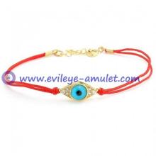 Gold Vermeil Red String Evil Eye Bracelet 6.5 in