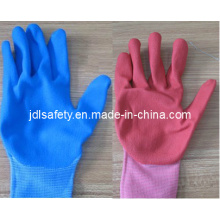 Красочные нейлон трикотажные перчатки работы с Сэнди нитриловые погружения (N1558C)