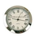 Quartz Movement Insert Round Silver Tone Mini Clock with Numbers