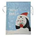 Christmas Drawstring Bag with penguin pattern