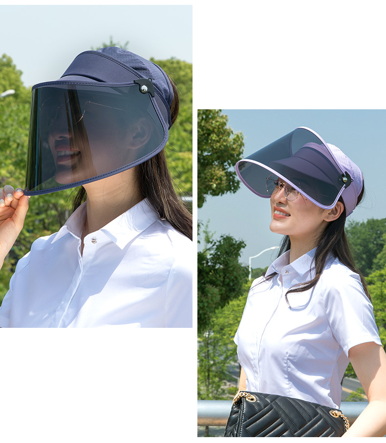 Large Brim Face Shield Fashion Sun Visor Cap Factory Wholesale Plastic Sun Visor Hat For Women Men Supplier Protective Hat Face Mask