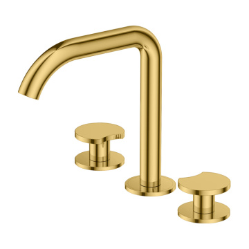 Messingmixer Tap Gold 3-Loch-Beckenmixer Wasserhahn