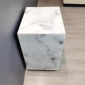 Hongsing Marble Texture Glass Bedside Table Small Bedside