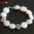 Fashion Charms Coin Baroque Natural Fresh Water Pearl Bracelet (E150053)