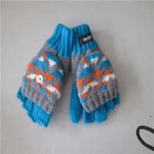 de punto Jacquard Flip Top guantes los hombres