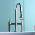 Transitional Bridge Kitchen Faucet with Pull-Down Sprayhead