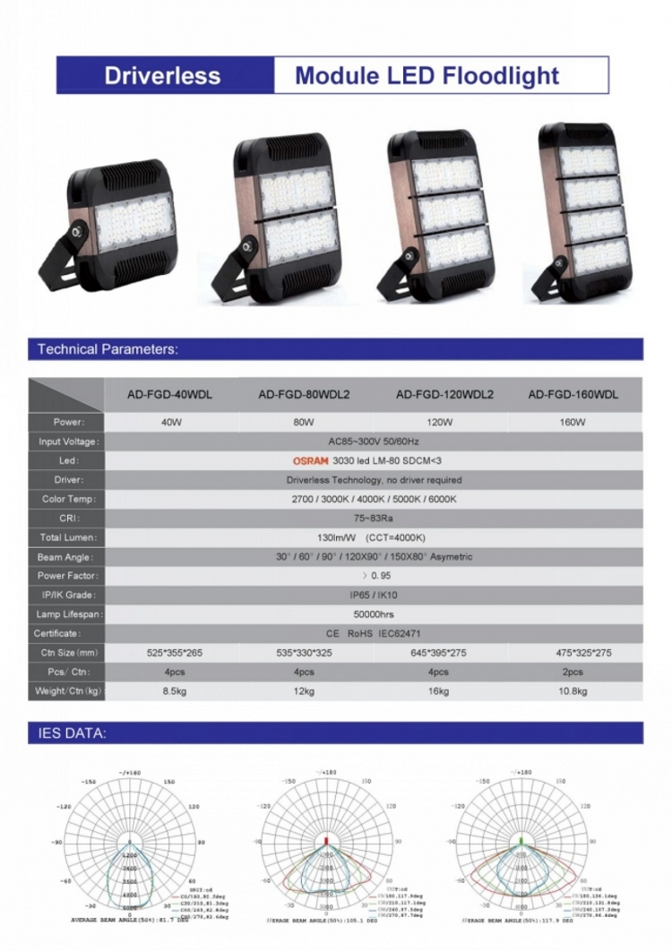 160w Modular Driverless LED Floodlight