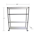 4 Tier Black Wire Shelving With Rubber Wheels