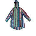 Contrast Stripe Hooded PVC Raincoat for Woman