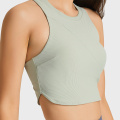 Rib High Neck Top Women Racerback Yoga BH