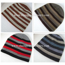 Warm design striped knitted men winter hat
