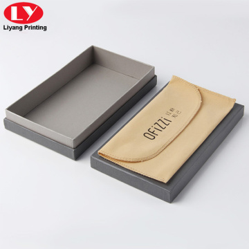 Gray Color Cardboard Sunglasses Box With Velvet Pouch