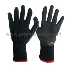 10 Gauge Black Tc Knitted Gloves with Black Crinkle Latex Palm Coated