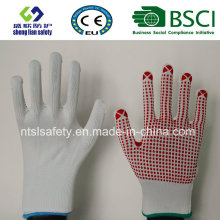 13 G Poliéster Shell PVC Dots Safety Work Glove